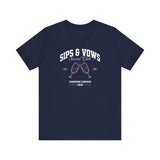 Sips & Vows Short Sleeve Tee, Celebratory Shirt, Champagne Crew Gift, Unisex Tee for Weddings, Social Events, and Parties