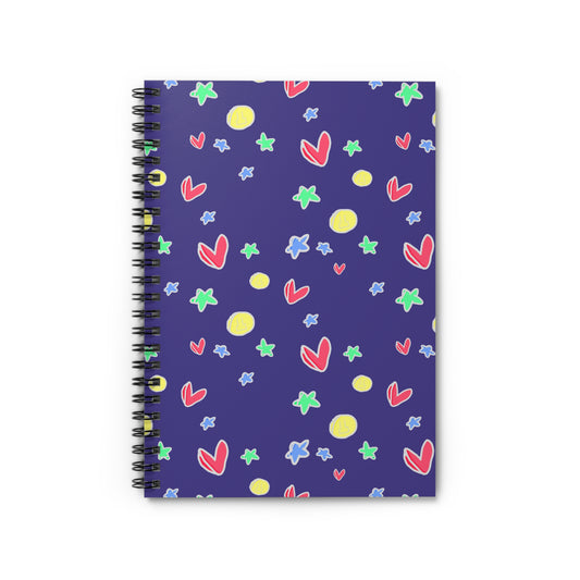 Purple Hearts Stars Spiral Notebook