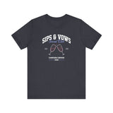 Sips & Vows Short Sleeve Tee, Celebratory Shirt, Champagne Crew Gift, Unisex Tee for Weddings, Social Events, and Parties