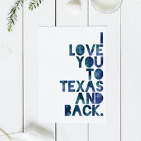 i love you to texas and back greeting card