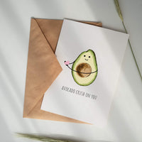 avocado crush on you pun card with envelope