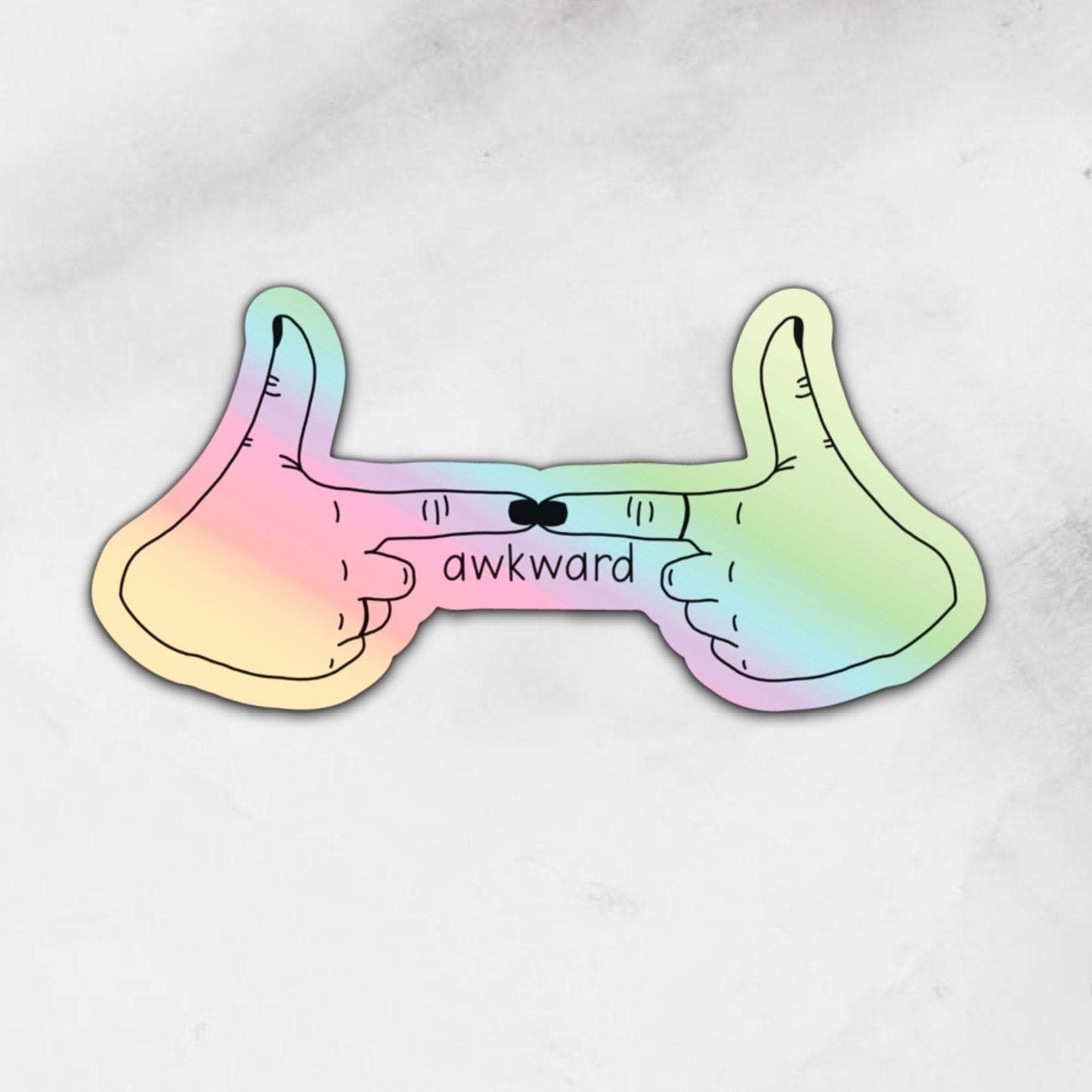 awkward fingers holographic sticker