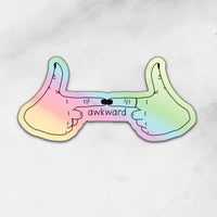 awkward fingers holographic sticker