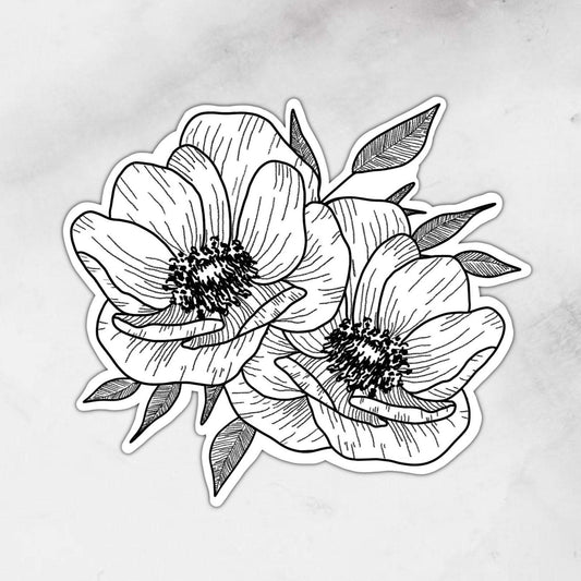 black and white floral pair sticker