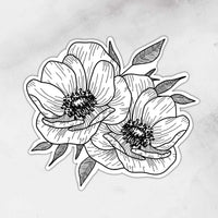 black and white floral pair sticker