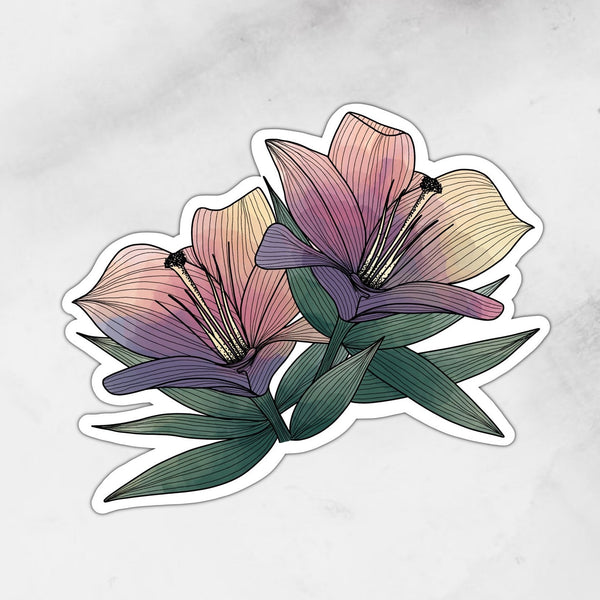 watercolor lilies sticker
