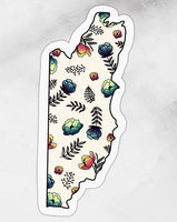 sticker in the shape of belize with florals