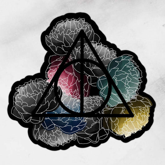 deathly hallows with florals sticker